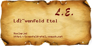 Lövenfeld Etel névjegykártya
